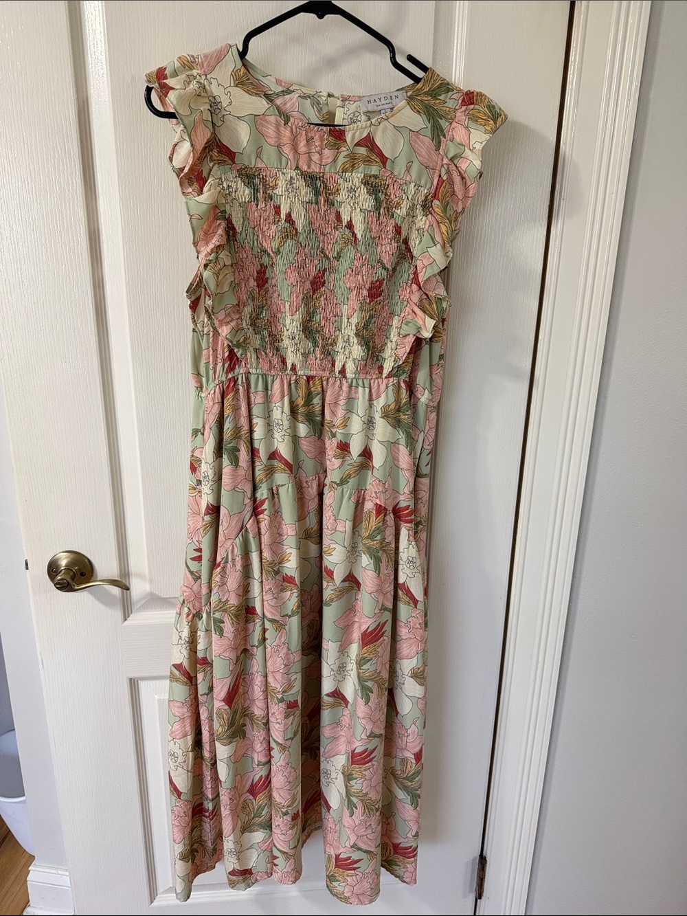 Mayoral Floral Ruffle Maxi Dress in Pink and Green